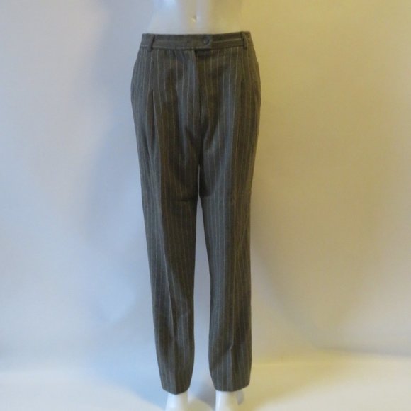 IRIS SINGER GREY BEIGE PINSTRIPE PANT SUIT SET 10* - Picture 5 of 8